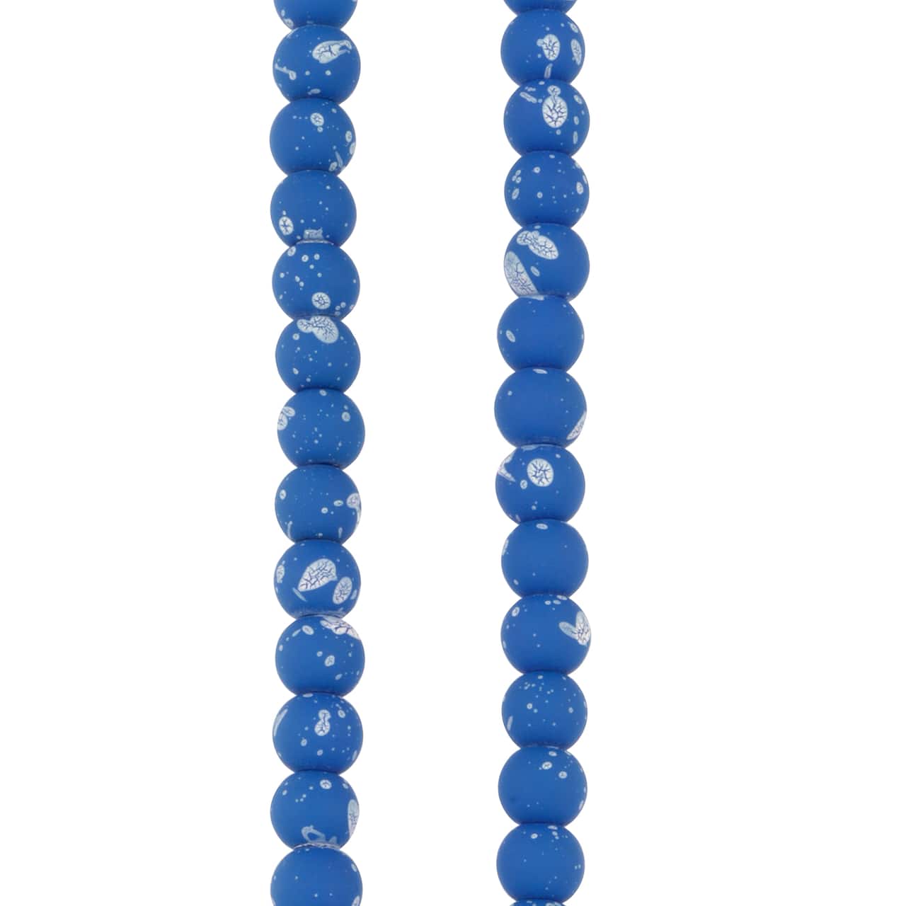 12 Pack: Blue & White Matte Glass Round Beads, 7mm by Bead Landing™
